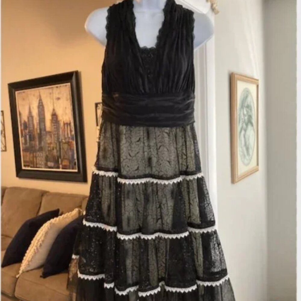 Versace Black Tulle Sequins Sleeveless Cocktail Party Dress Italy EUR 40 US 9 JR